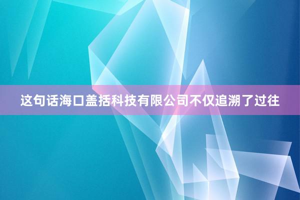 这句话海口盖括科技有限公司不仅追溯了过往